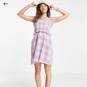 ASOS• violet romance shirred mini dress in lilac checker